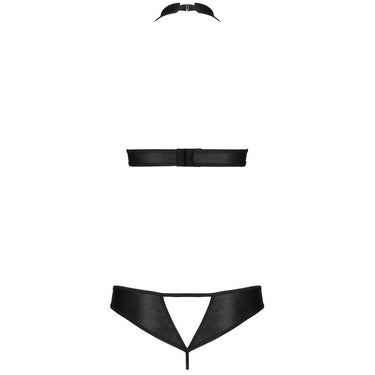 Completo seducente in ecopelle con top e perizoma cut-out